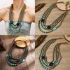 Bohemian Multilayer Art Wooden Pearl Necklace Round Geometric Women Decoration
