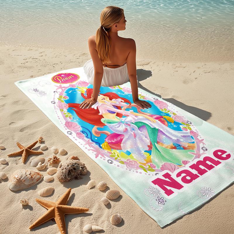 Custom Name Princess Fantasy Stylish Digital Printing Beach Towel Quick‑Drying Absorbent Blanket for Beach Pool Gym Travel