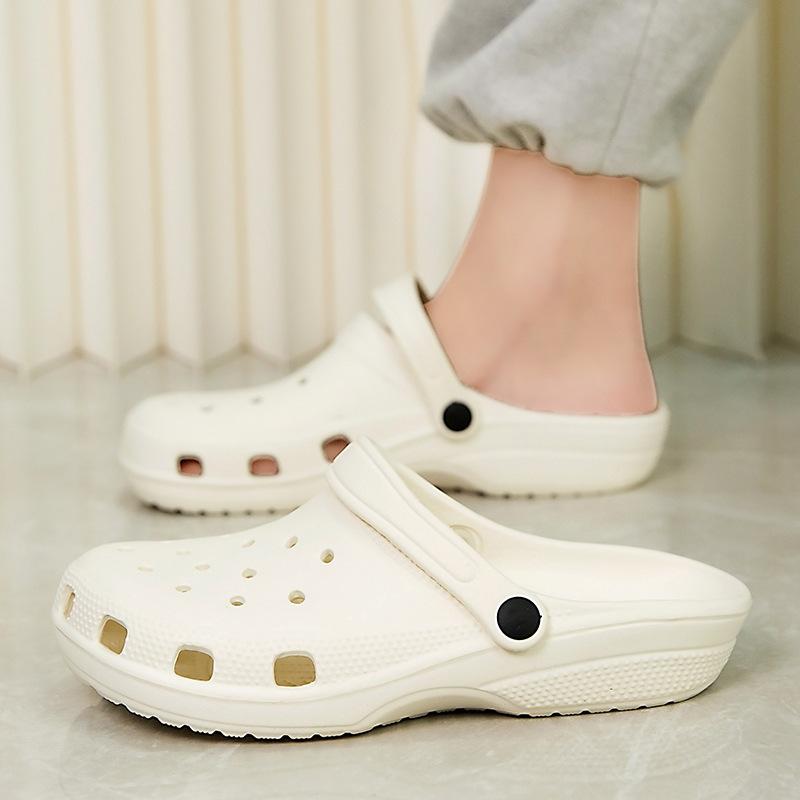 Summer Couples Cave Shoes Non-slip Soft Bottom Breathable Outside Wear Half Baotou Drag Men's Casual Two Wear Beach Sandals Slippers