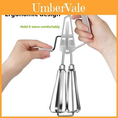 Stainless Steel Handheld Manual Egg Beater With Splash Guard For Home Baking And Cooking