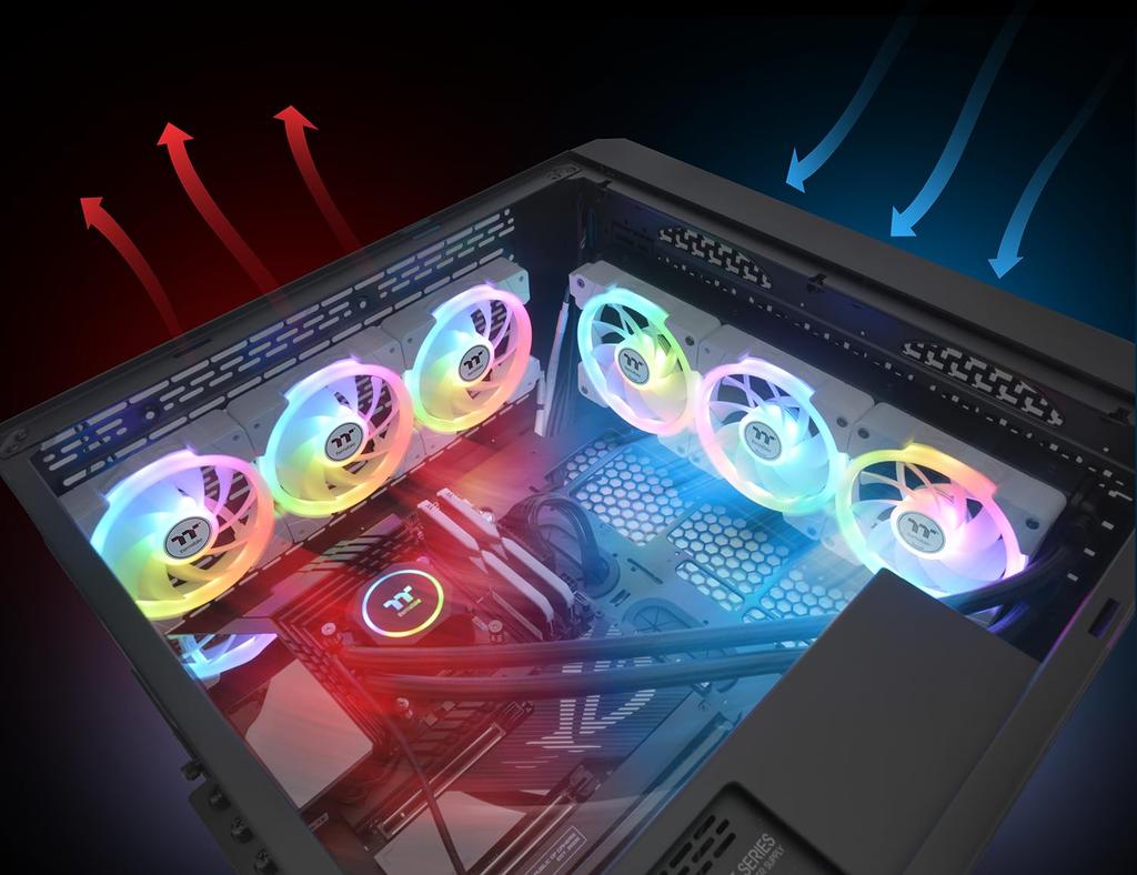 Thermaltake SWAFAN EX14 ARGB Bílý TT Premium Edition Magnetický 140mm ARGB Ventilátor do PC skříně FN2007 3-balení CL-F170-PL14SW-A