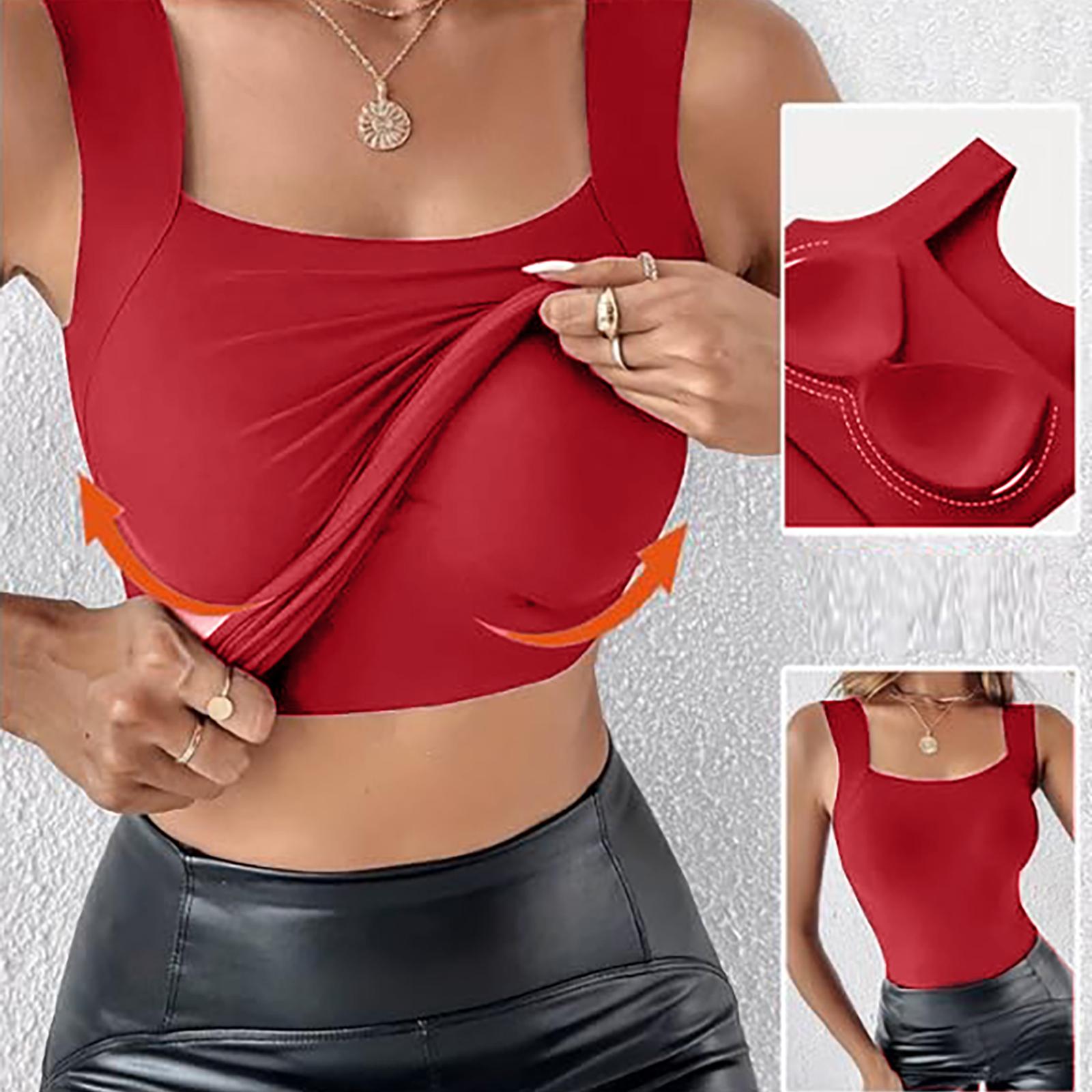 Built in Bra Tank Tops for Women Square Neck Tank Top with Built in Bra Womens Tank Tops with Built in Bra Fitted Design S