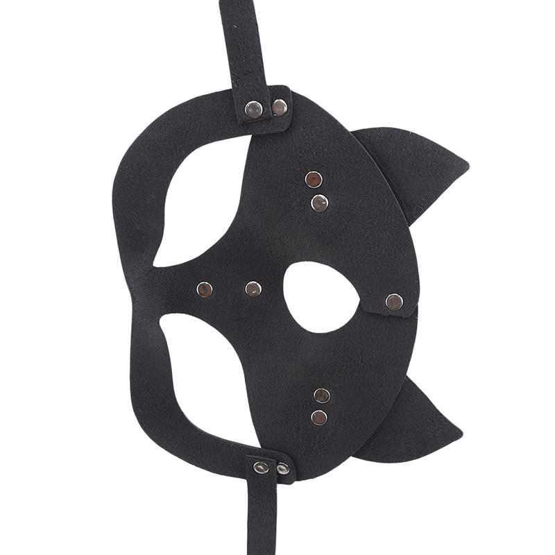 Black Rivet Cat Head Masks Half Face Role-playing Female Leather Masks Halloween Party Outfits And Accessories