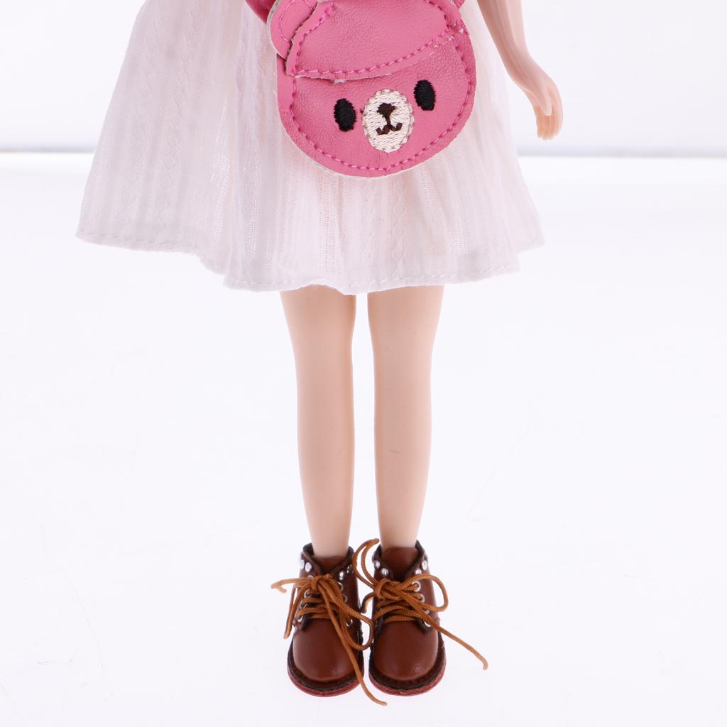 Fashion Floral Sleeveless Dress & PU Leather Boots Shoes for 12'' Doll Costume ACCS