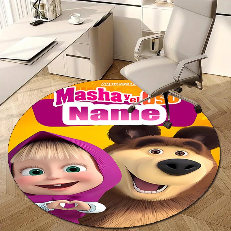Personalized M-Masha and the Bear Round Chair Office Rug - Perfect for Mat, Office Chair & More - Ideal Gift for Birthdays and Holidays