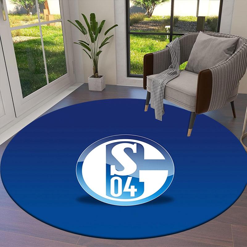 FC Schalke 04 Round Area Rug,Carpet Rug for Living Room Bedroom Sofa Playroom Decor,Non-slip Floor Mat