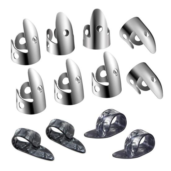 

10Pcs Guitar Finger Picks Set Stainless Steel Finger Picks Plastic Thumb Picks Plectrums Ukulele Banjos Bass Acoustic Guitar Accessories черный серый