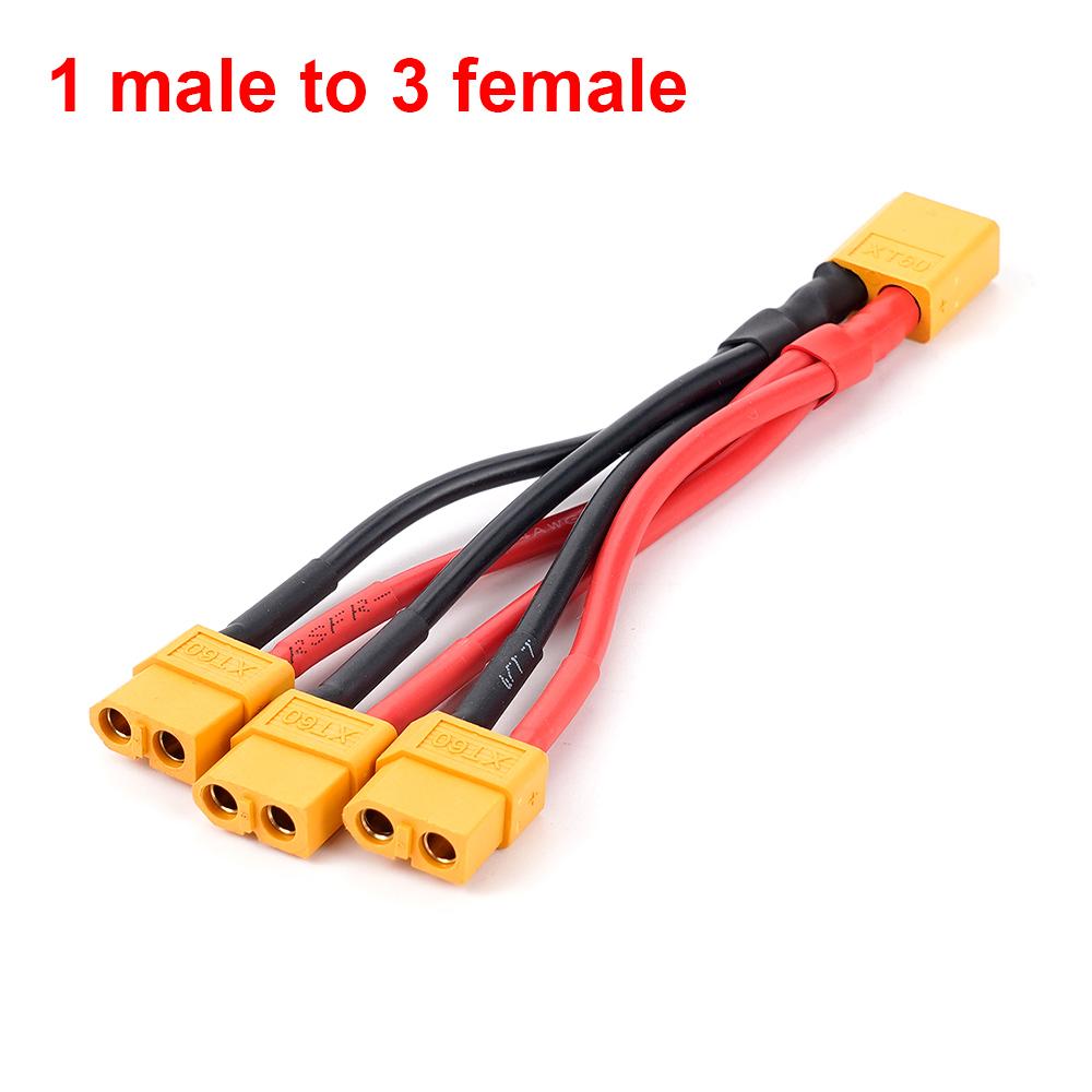 XT60 Male Female Bullet Connectors For RC Lipo Battery Battery Charger Motor 3-Way 14AWG Silicone Wire Dual Extension