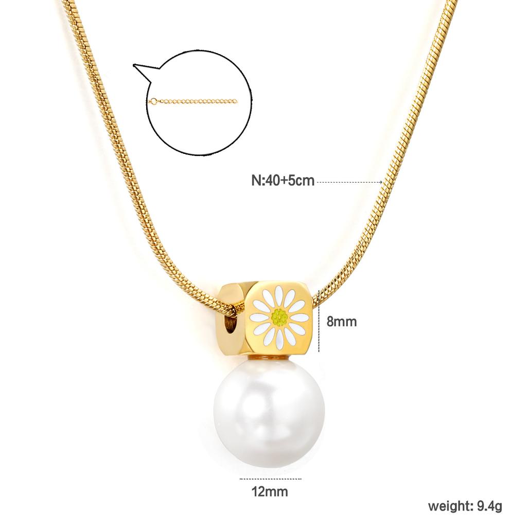 Women's Fashion Geometric Jewelry Light Luxury Multiple Styles Stainless Steel Pearl Pendant Choker Necklace