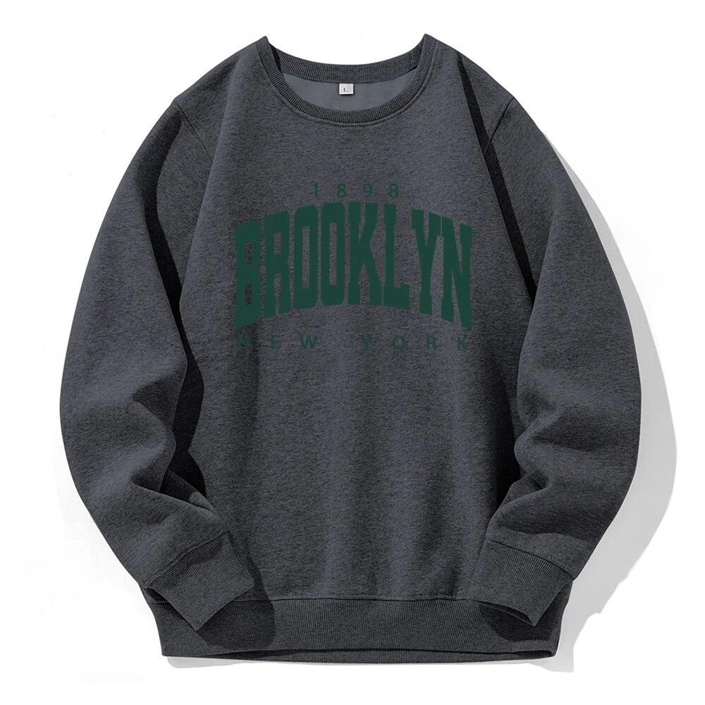 Brooklyn 1898 New York Letter Print Unisex Fleece s kapucí Měkký teplý svetr Móda Klasické Mikiny Sportovní Originální Mikiny s kapucí do O-Neck
