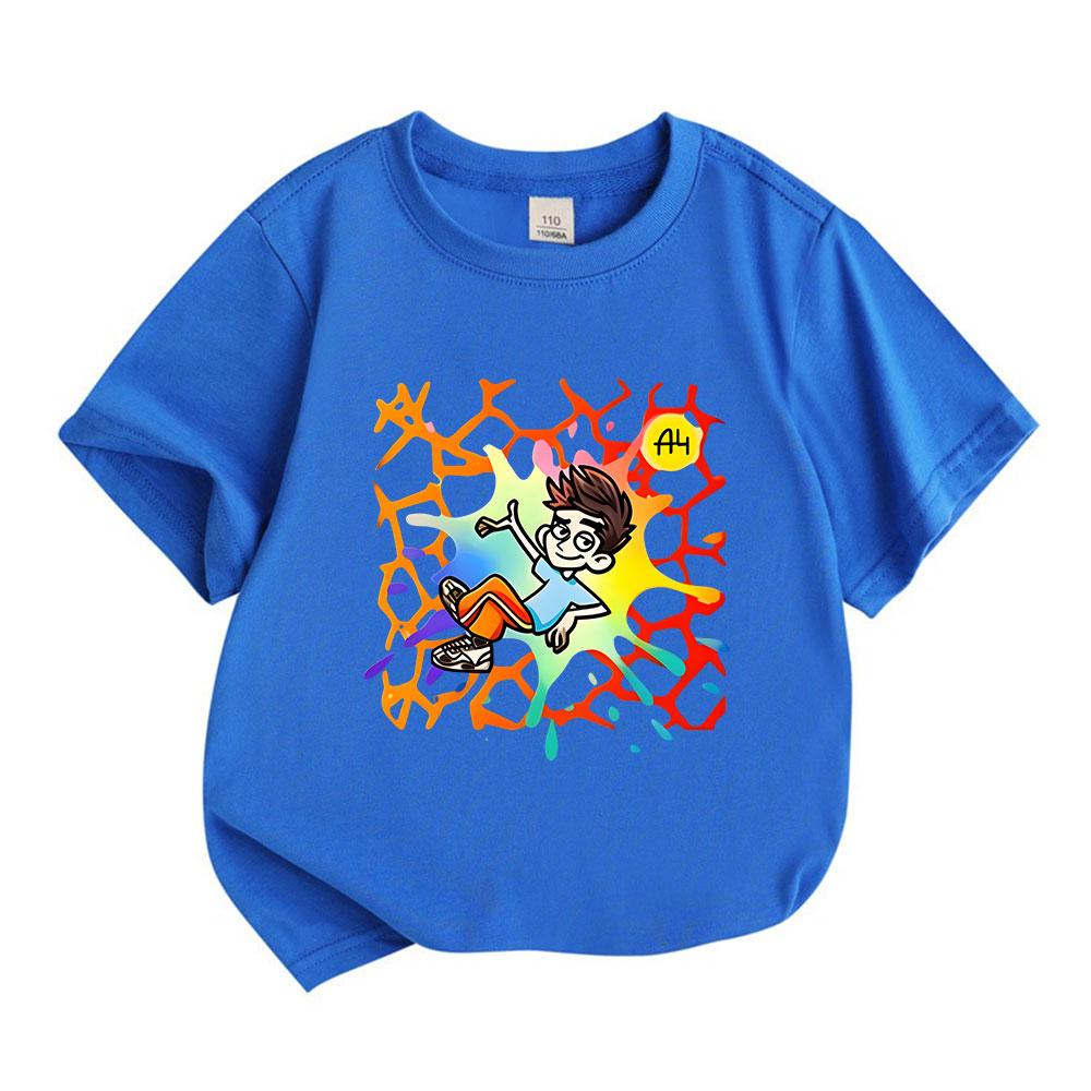 Kids Boys Girls Crew Neck Short Sleeve 100% Cotton T-Shirt, Cool Cartoon Boy Break Dance Printed Soft Breathable Casual Tees for Children Daily Wear S
