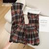 Women's Contrast Plaid Elastic Waist Wide-Leg Pants