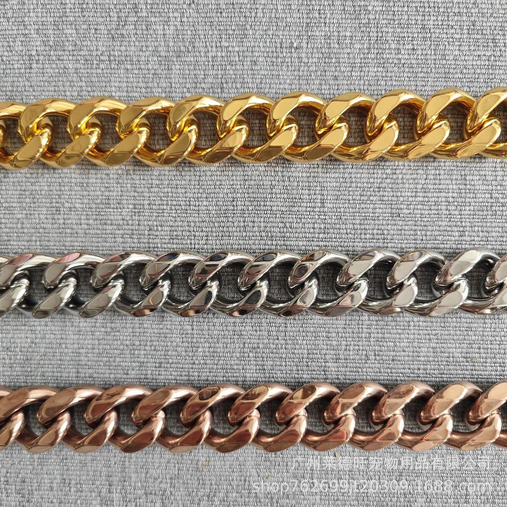 Gold 19mm Sechskant Titanstahl Hundehalsband & Leinen Set