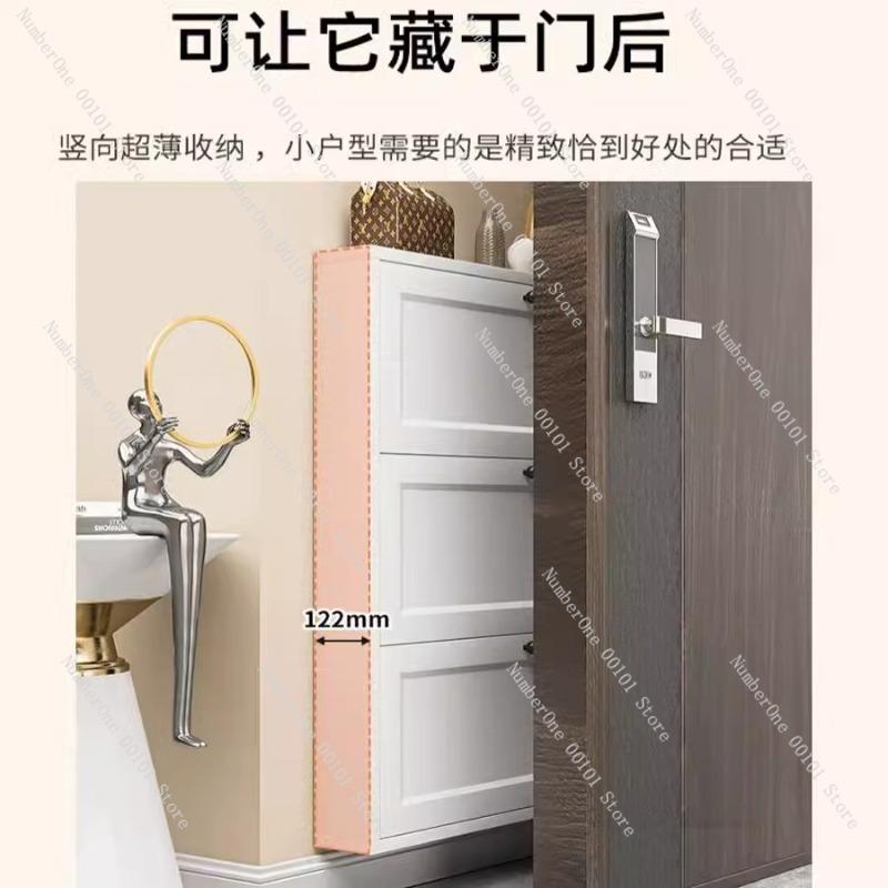 Household Shoe Cabinet, Steel Entrance, Large-capacity Flip-top Shoe Rack, Space-saving, Narrow Storage Organizer
