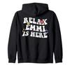 Retro Groovy Relaxed EMMI Is Here Funny Day Name Zip Hoodie Mother's