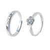 Adjustable Classic Couple Rings Set Rhodium/Gold Plated Brass Open Rings with Zircon Flower Design for Lovers