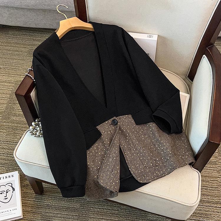 

Spring Style Sequined Slimming Plus Size Women s Casual Cover-Up Jacket (Up to 300 Jin) 7XL (fits 120-135 kg) кофейный