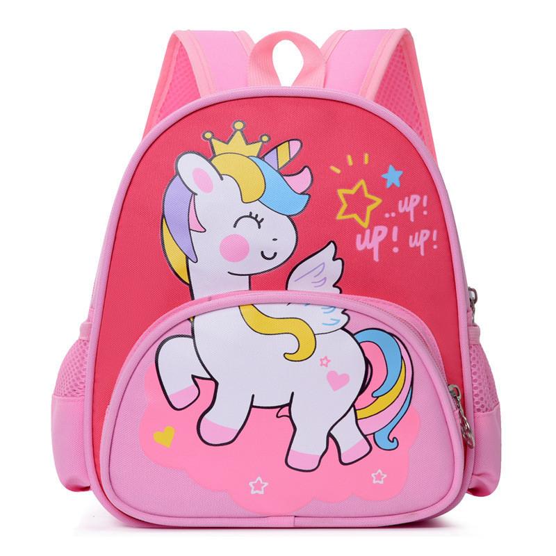 Cute Breathable Cartoon Double Shoulder Bag For Kids Comfortable Oxford Fabric