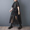 Short Sleeve Plus Size Black Cotton Vintage New In Dresses for Women Casual Loose Long Summer Shirt Dress