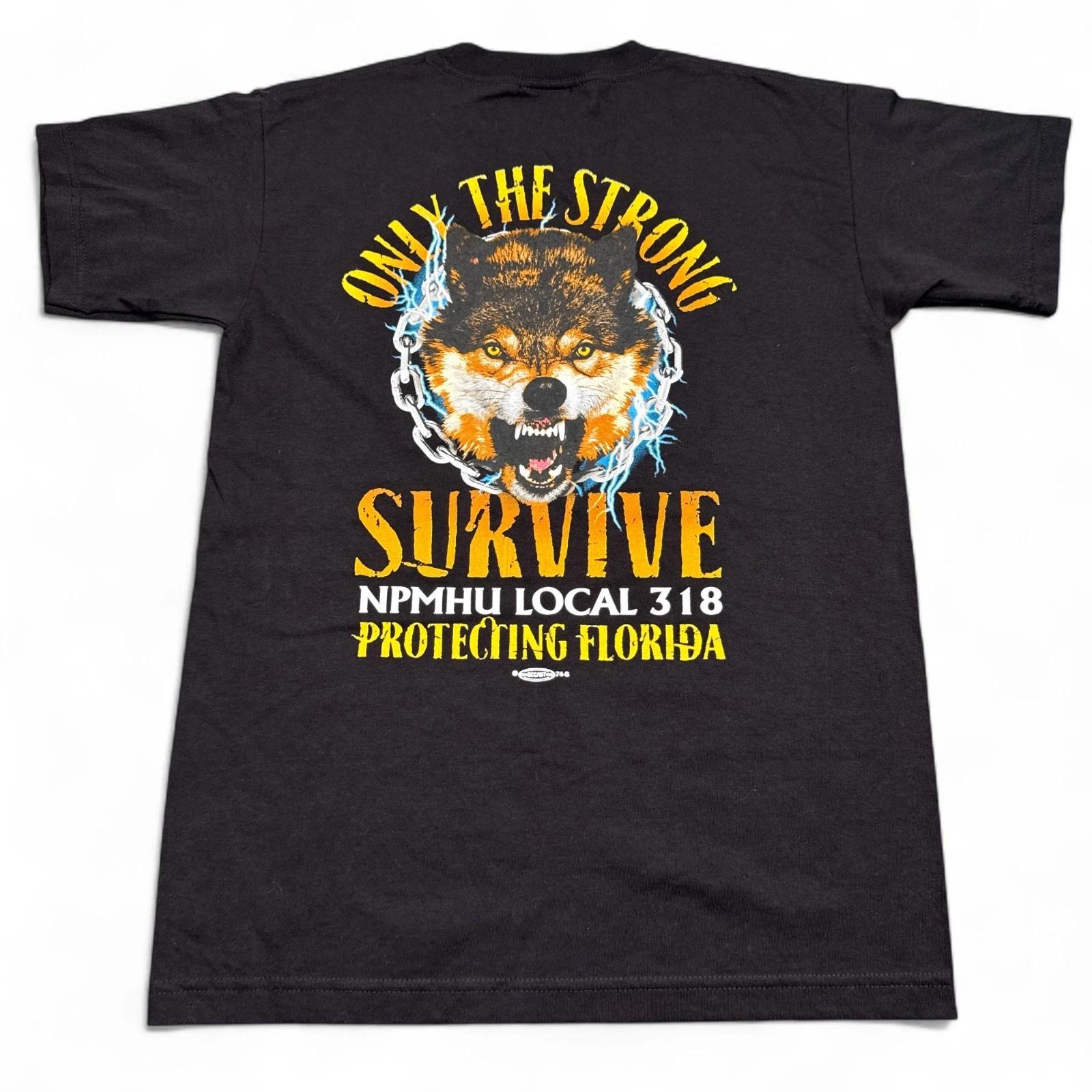 

NPMHU Wolf T Shirt Adult Size Medium Black Vintage Lightning Logo USA Made Tee L