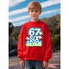 Unisex Kids Crewneck Sweatshirt, Gradient Neon Star 67 Print Long Sleeve Pullover, Boys Girls Casual Birthday Sweatshirt For Kids Over 4 Years Old