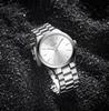 BUREI Men's Analog Quartz Watch Simple Waterproof Black Wristwatch Popular Stylish Gentleman Business Casual Men's Watch (Silver)