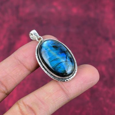 Ciondolo in labradorite, ciondolo in argento sterling 925 con pietra preziosa fatto a mano, gioiello antico, come regalo, gioielli in argento