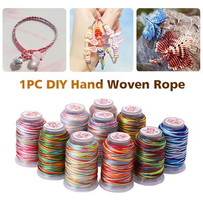 1Roll DIY Stranded Thread Hand String Bracelet Gradient Colored Thread Polyamide Fiber Rope Weaving Woven Rope 18 Strands