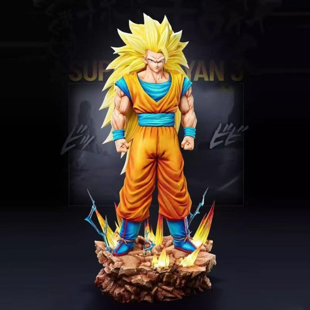 ZWandJT Studio Dragon BallZ Super Saiyan 3 Goku Form SSj3 Broly 13.77Inch/35cm Can be Glowing move PVC Both hands Figure Playthings Gift