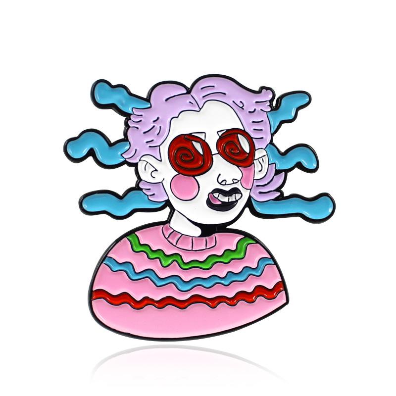 Trendy Instant Noodle Hairstyle Brooch - Quirky Expression Fashion Accessory