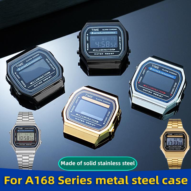 A168 Mod-Kit Stahlgehäuse Uhrenarmband Gehäuse Für G-SHOCK 3299 Casio A168WG Metalllünette Glas Wasserdichter Ring Armband Zubehör