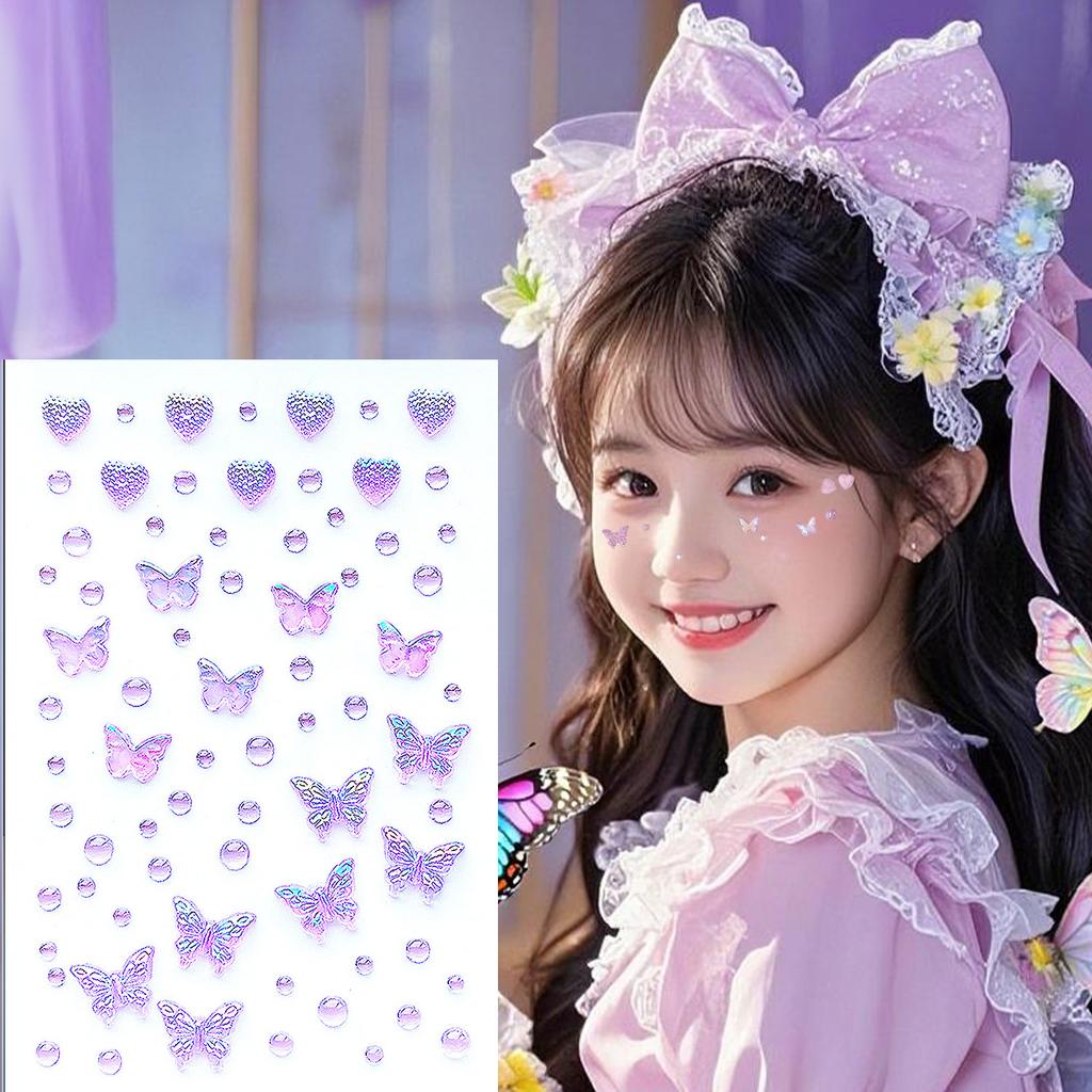 Sinfonia Aurora Farfalla Ghiaccio trasparente Farfalla Gemma Cristallo Diamante Adesivo Ragazza Vestire Viso tridimensionale brillante decorazione colore