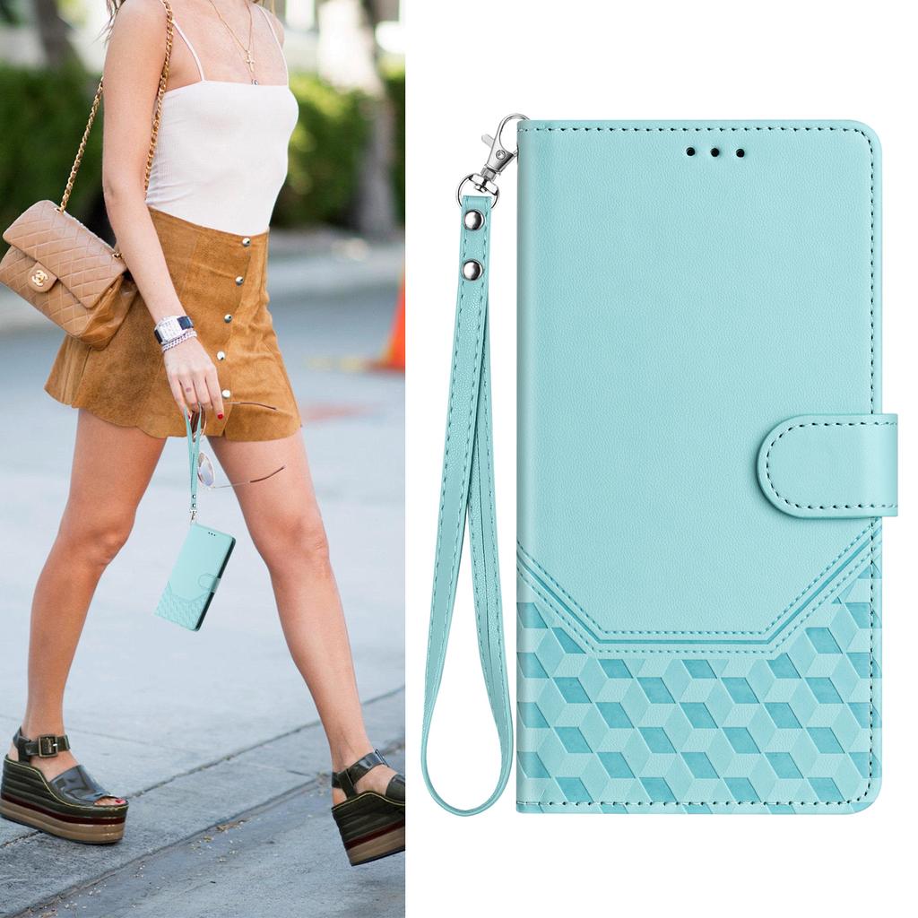 For Realme P3 Ultra 5G Case Imprinted Honeycomb RFID Blocking Leather Phone Cover with Strap