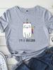 I'm A Unicorn Cat Print T Shirt Women Short Sleeve O Neck Loose Tshirt Summer Women Causal Tee Shirt Tops Camisetas Mujer