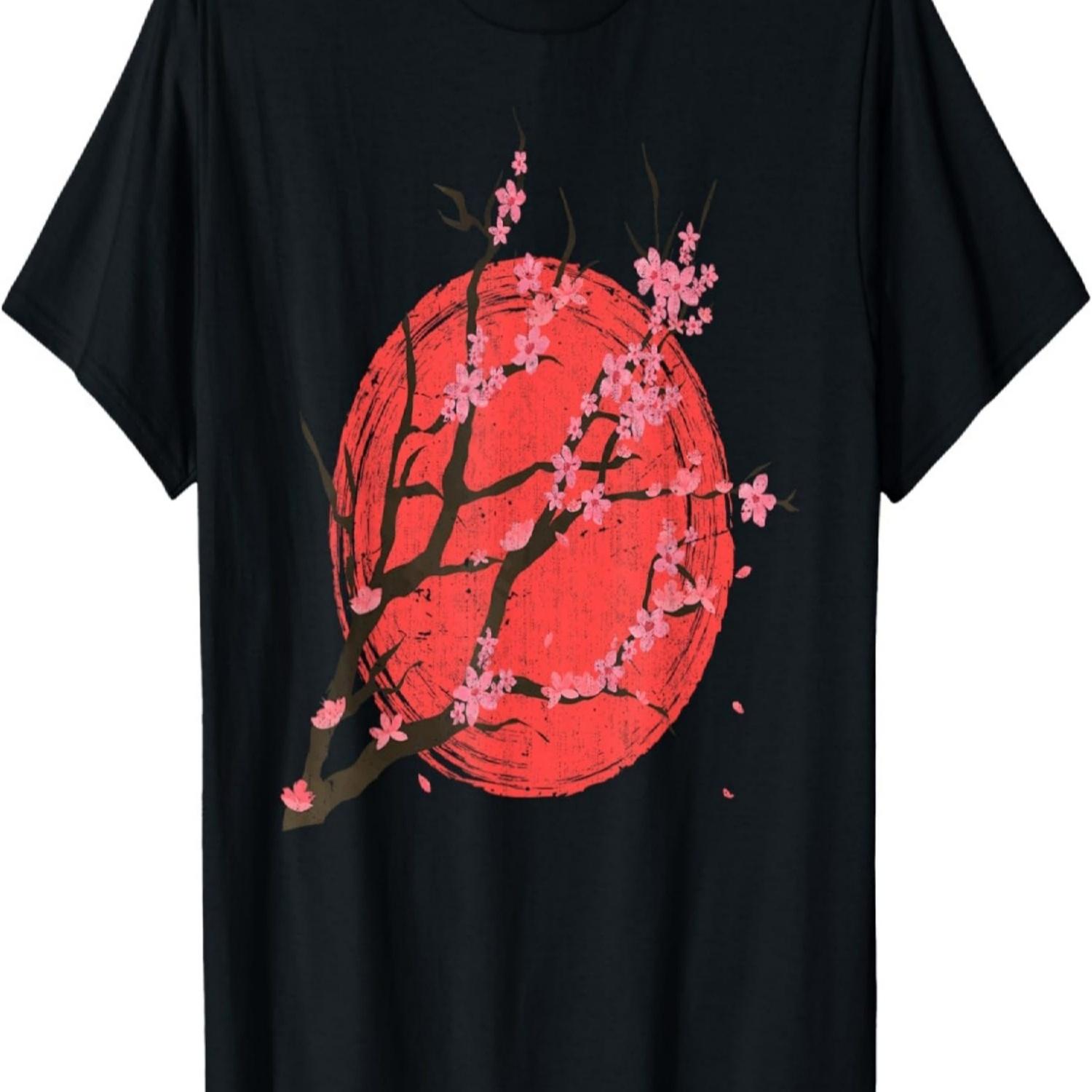 Japan Floral  Sakura Pink Flower Cherry Blossom T-Shirt S чёрный