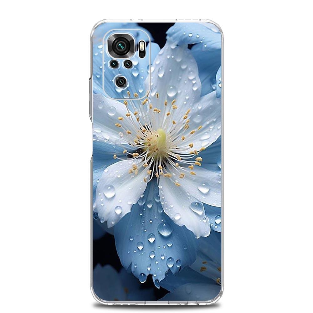 Phone Case For Xiaomi Redmi Note 13 12 5G 9S 9 8 10 11 Pro Plus 4G 9T 13C 12C 10C 9C 9A 7 Pro Clear Cover Beauty Flowers Leaves