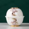 Jiangnan Woman Ceramic Travel Tea Set (One Pot, Three Cups)