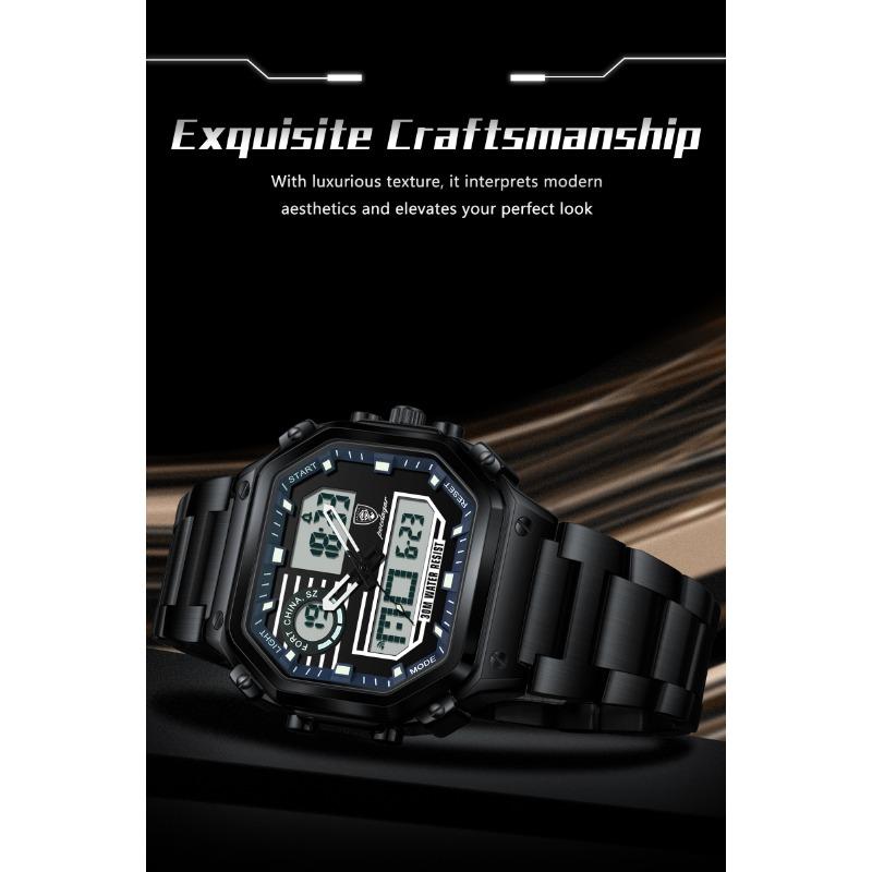 POEDAGAR Top Luxury Men Quartz Watch Waterproof Stainless Steel LED Man Watch Week Date Sports Military Electronic Watches