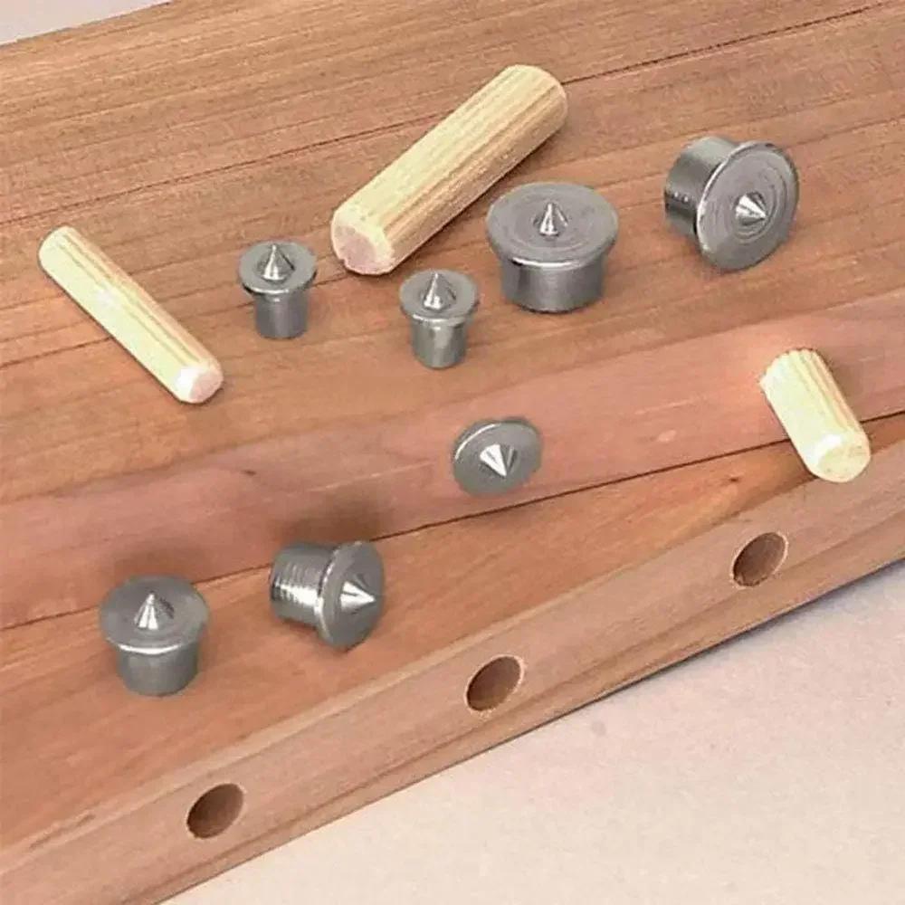 24/8Pcs Dowel Drill Centre Points Pin 6/8/10/12mm Locator Woodworking Tools Dowel Aid Tenon Center Punch Hole Set Transfer Plugs