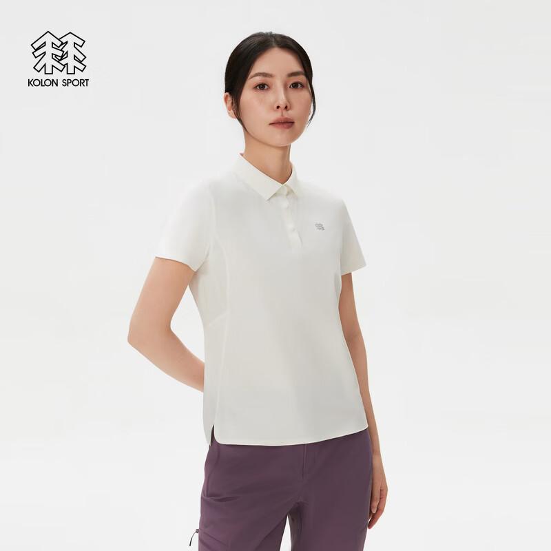 Женская футболка-поло KOLON SPORT с коротким рукавом, защита от УФ-излучения UPF40+, материал CARVICO