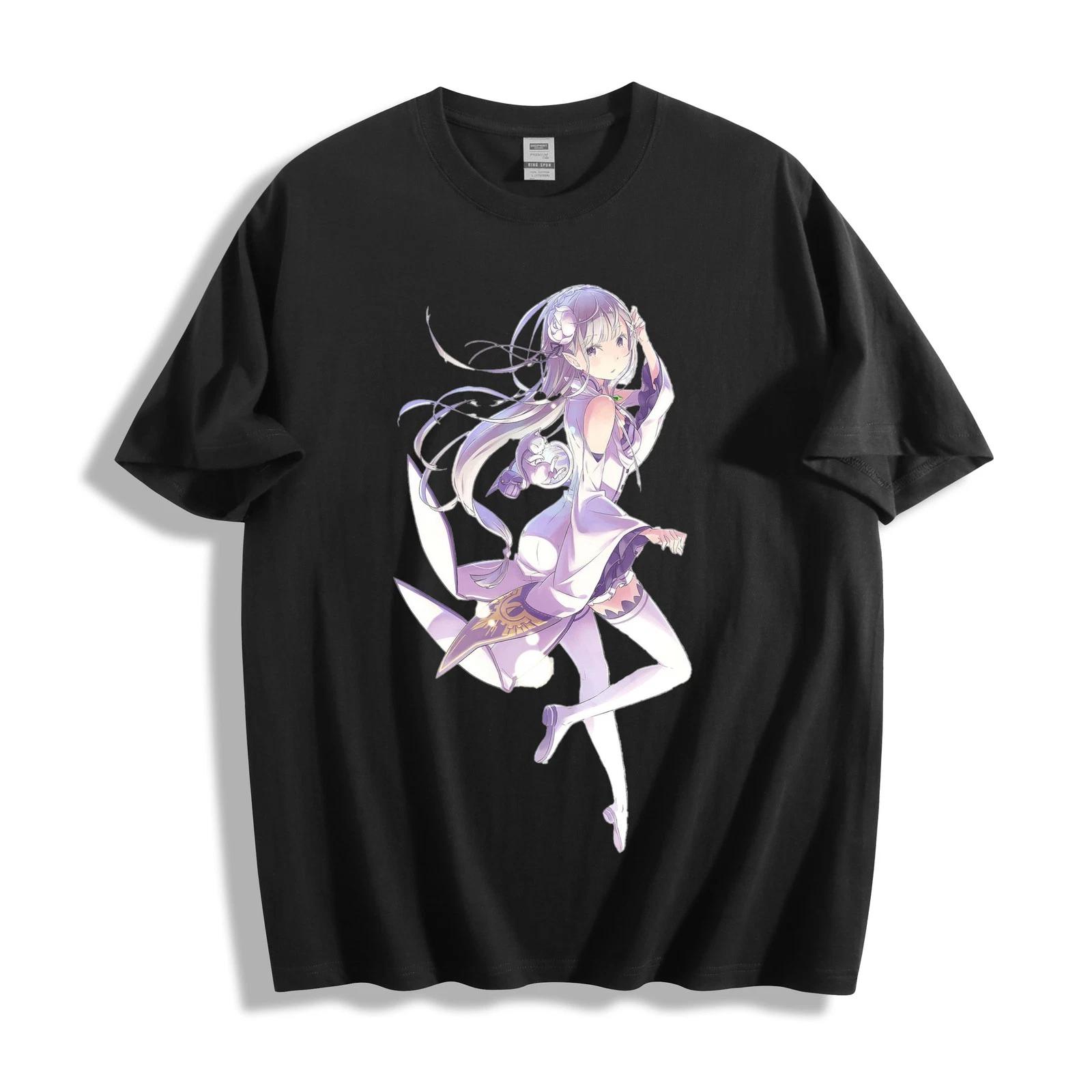 Re:Zero Emilia & Puck Anime T-Shirt - Dynamic Graphic Waifu Unisex Tee XXXXL