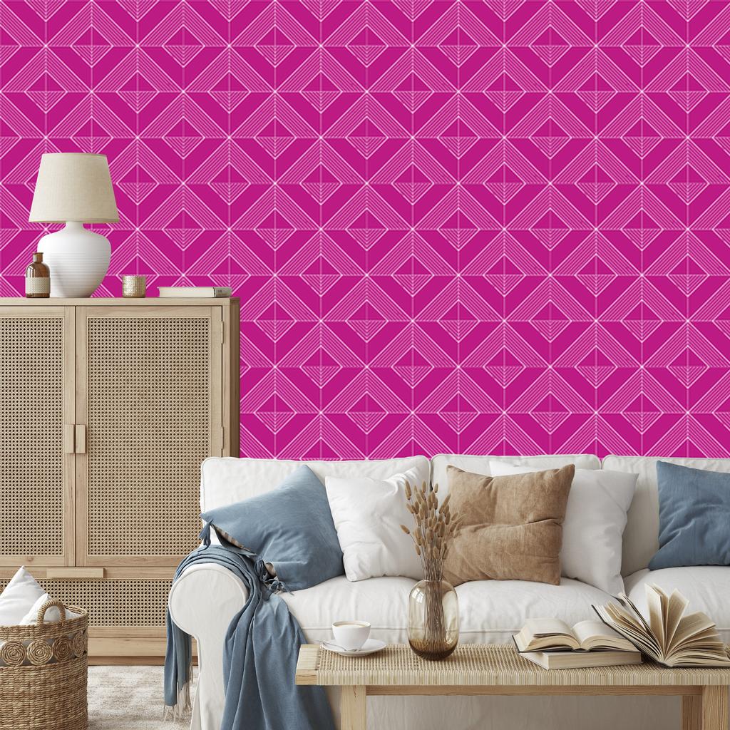 Geometric purple rhombus wallpaper, purple center 50x1000