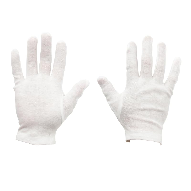 [Mitani Corporation] Quality Control Gloves (Size M / White / 100% Cotton) Work Gloves (Smooth / 12 Pairs / No Gusset) Ambidextrous Cotton Gloves