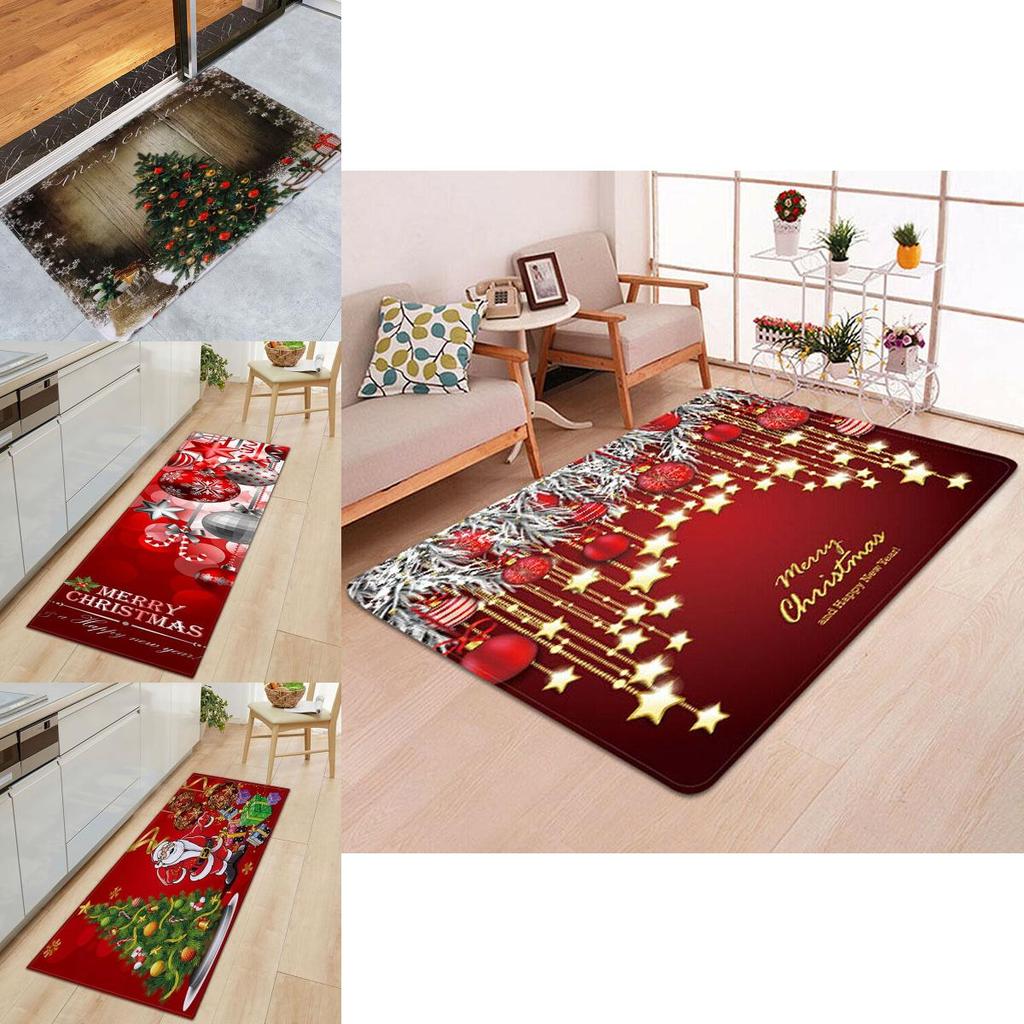 Festive Santa Door Floor Mat In Bright Colors For Holiday Kitchen Bedroom Decor