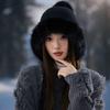 Hat Female Sweet Cute Hairball Ear Protector Hat Warm Rabbit Hair Knitted Hat Winter Wool Hat