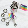 5Pcs/Set Measuring Spoon Set Clear Scale Ring Buckle Silicone Handle Stainless Steel Sugar Powder Spoon Measuring Cup Home Supplies