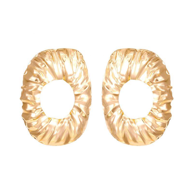 Europe and America Cross Border Retro Exaggerated Metal Lava Ruched Texture Stud Earrings Asymmetrical Geometric Earrings Earrings for Women