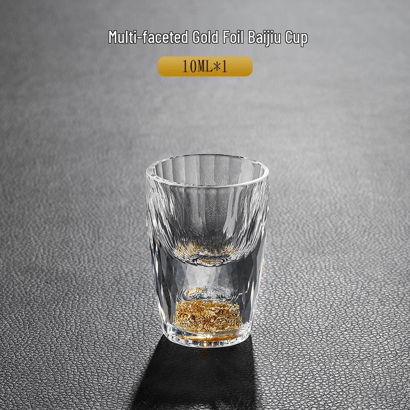 Ming Zhan Xuan Faceted Gold Foil Liquor Tasting Glass