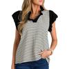 YYFS Women's Fashion Casual Summer Spring Stripe Print Short Sleeve V-Neck Blouses & Shirts