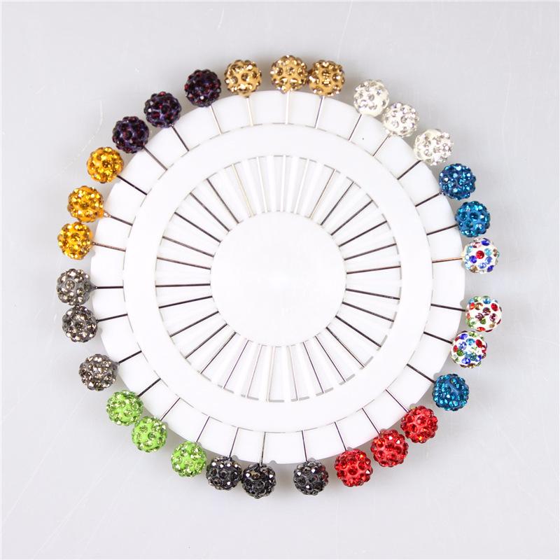 Muslim Hijab Pins Accessories Ball Colored Diamond Pin Scarf Pin With Multicolor Custom Plastic Brooch Muslim Hijab Scarf&14K Gold Plated чёрный